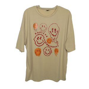 Shein Radiate Positivity Smiley Face Slouchy Oversized Tee Shirt Size Large